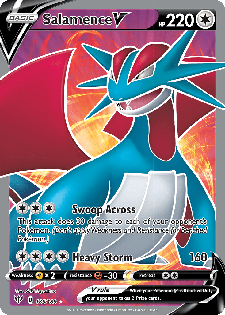 Salamence V, carta 185 de Darkness Ablaze