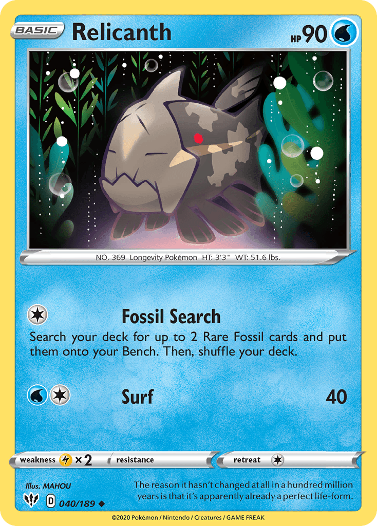 Relicanth, carta 40 de Darkness Ablaze