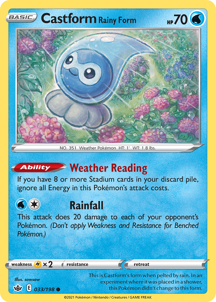 Castform Rainy Form, carta 33 de Chilling Reign