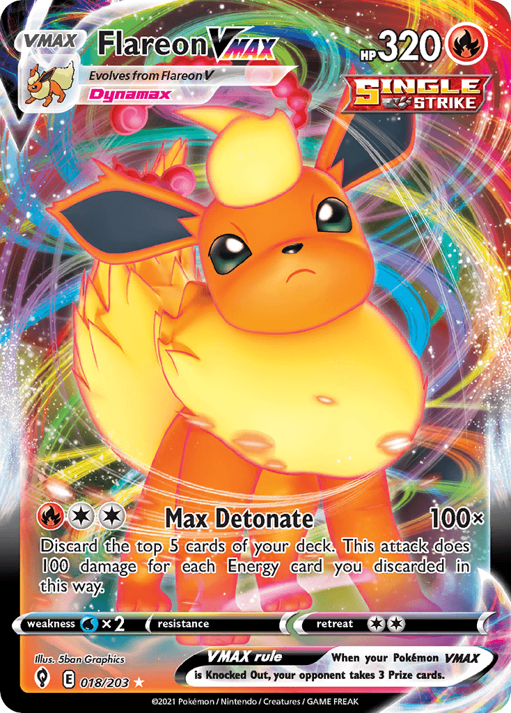 Flareon VMAX, carta 18 de Evolving Skies