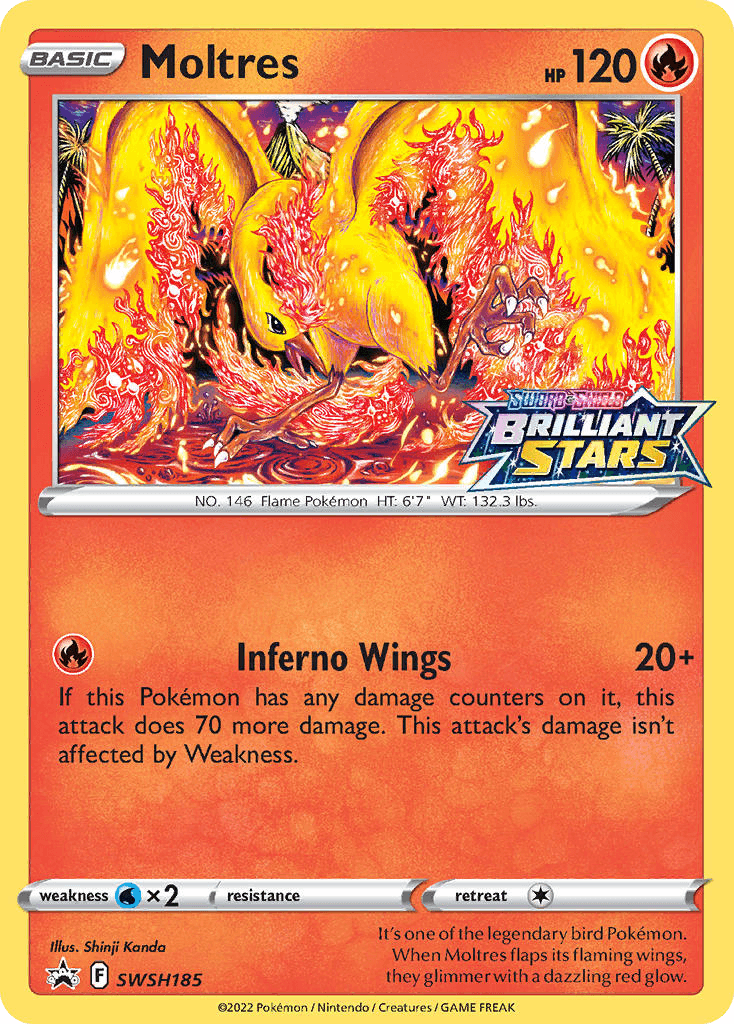 Moltres, carta SWSH185 de SWSH Black Star Promos