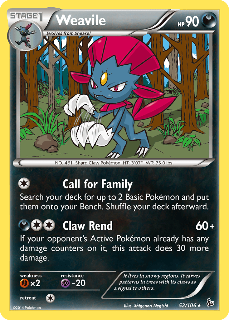 Weavile, carta 52 de Flashfire