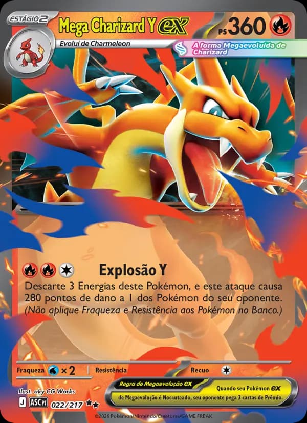 Mega Charizard Y ex, carta 022 de Heróis Excelsos