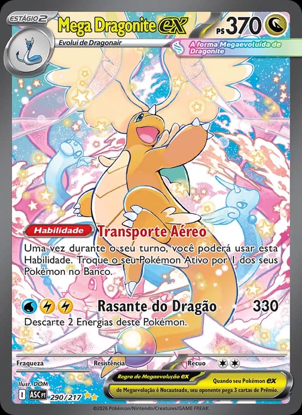 Mega Dragonite ex, carta 290 de Heróis Excelsos
