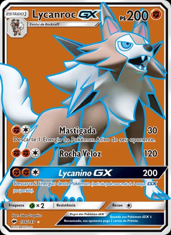 Lycanroc GX, carta 136 de Sombras Ardentes