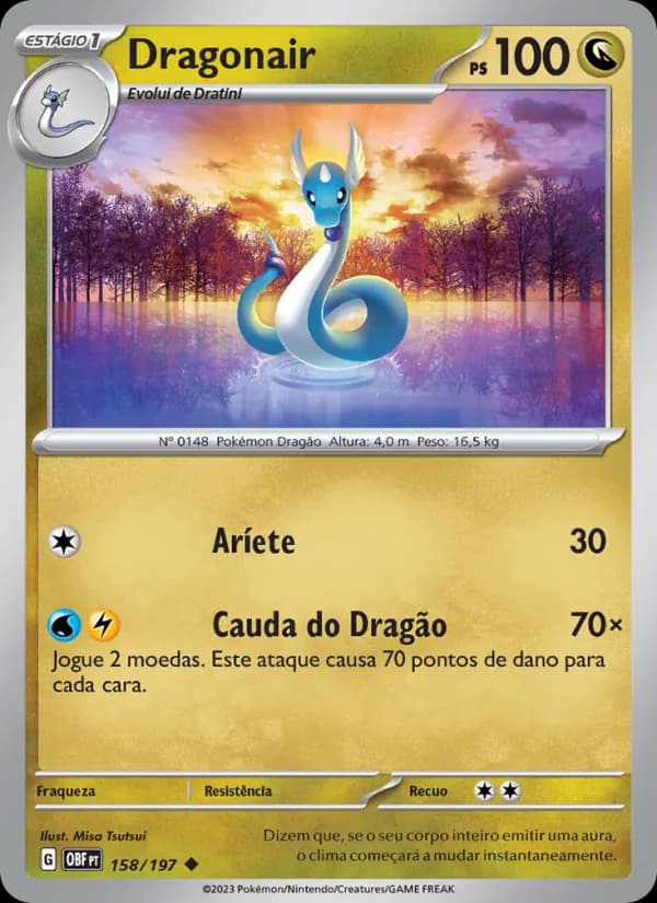 Dragonair, carta 158 de Obsidiana em Chamas