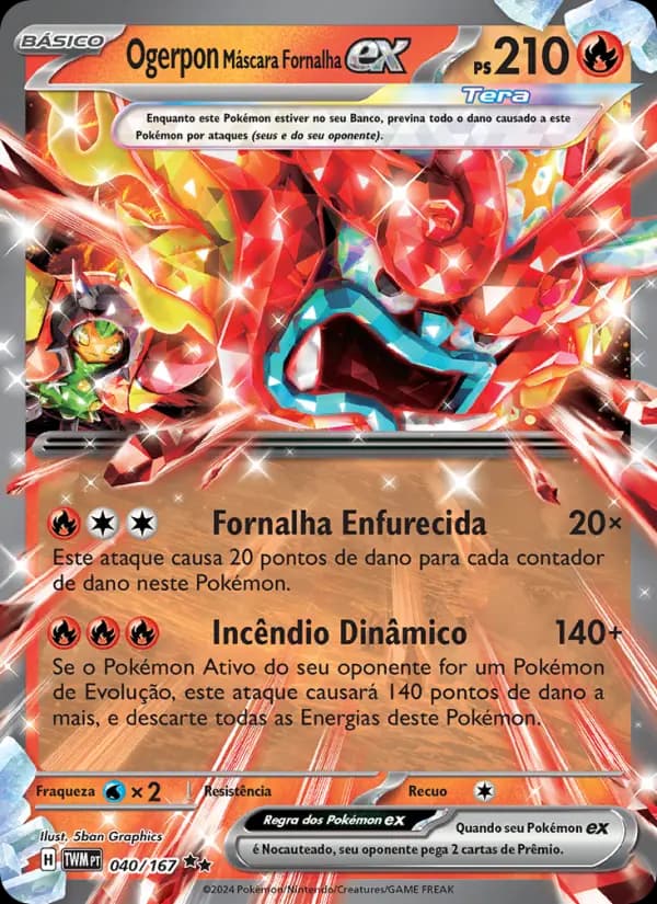 Ogerpon Máscara Fornalha ex, carta 040 de Máscaras do Crepúsculo