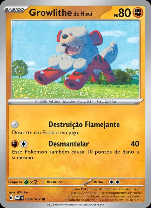 Growlithe de Hisui, carta 099 de Máscaras do Crepúsculo