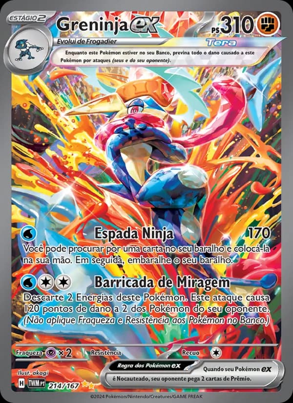 Greninja ex, carta 214 de Máscaras do Crepúsculo