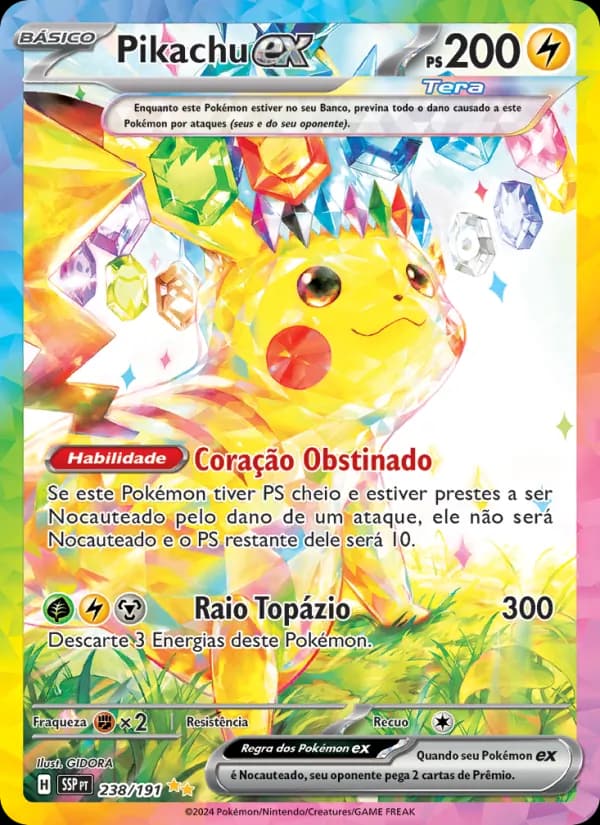 Pikachu ex, carta 238 de Fagulhas Impetuosas