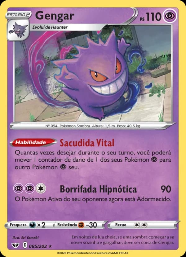 Gengar, carta 85 de Espada e Escudo