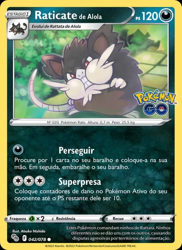 Raticate de Alola, carta 042 de Pokémon GO