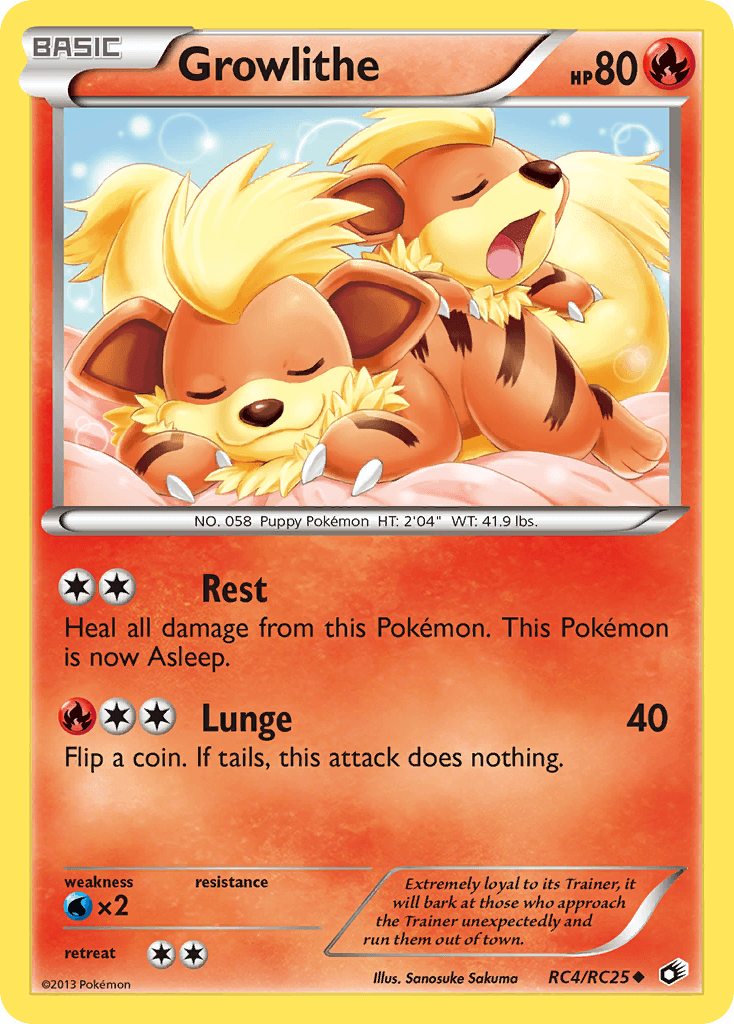 Growlithe, carta RC4 de Legendary Treasures