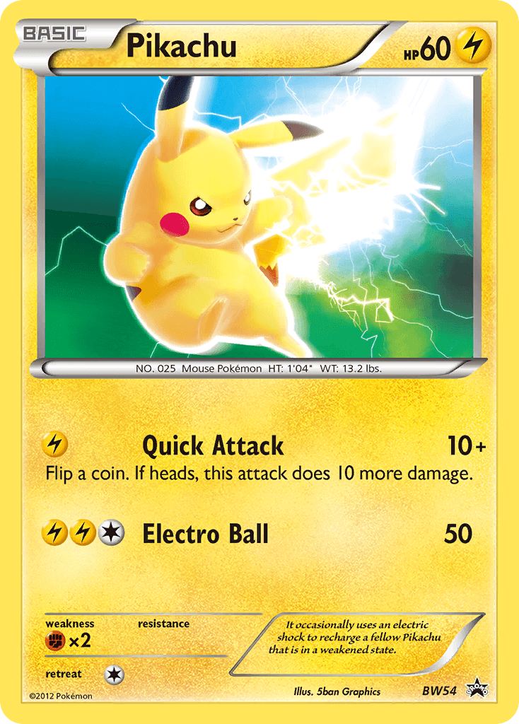 Pikachu, carta BW54 de BW Black Star Promos