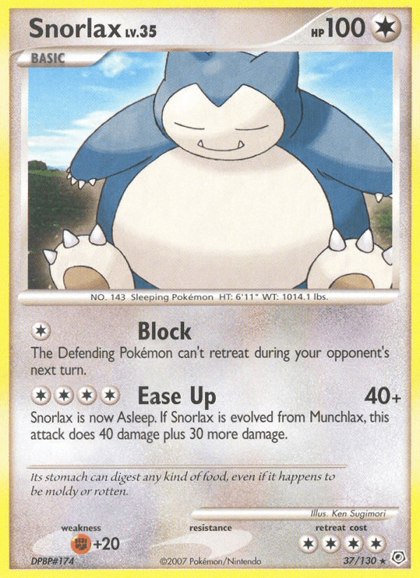 Snorlax, carta 37 de Diamond & Pearl