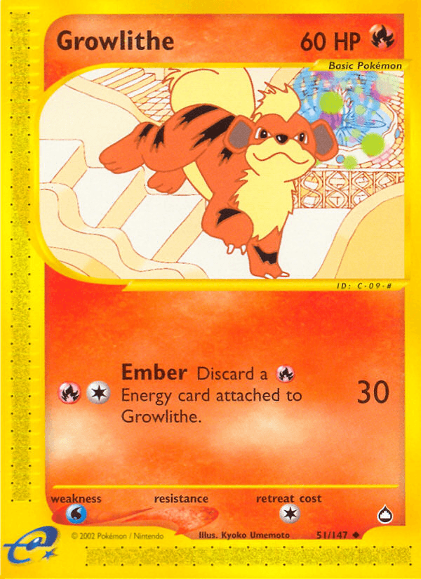 Growlithe, carta 51 de Aquapolis
