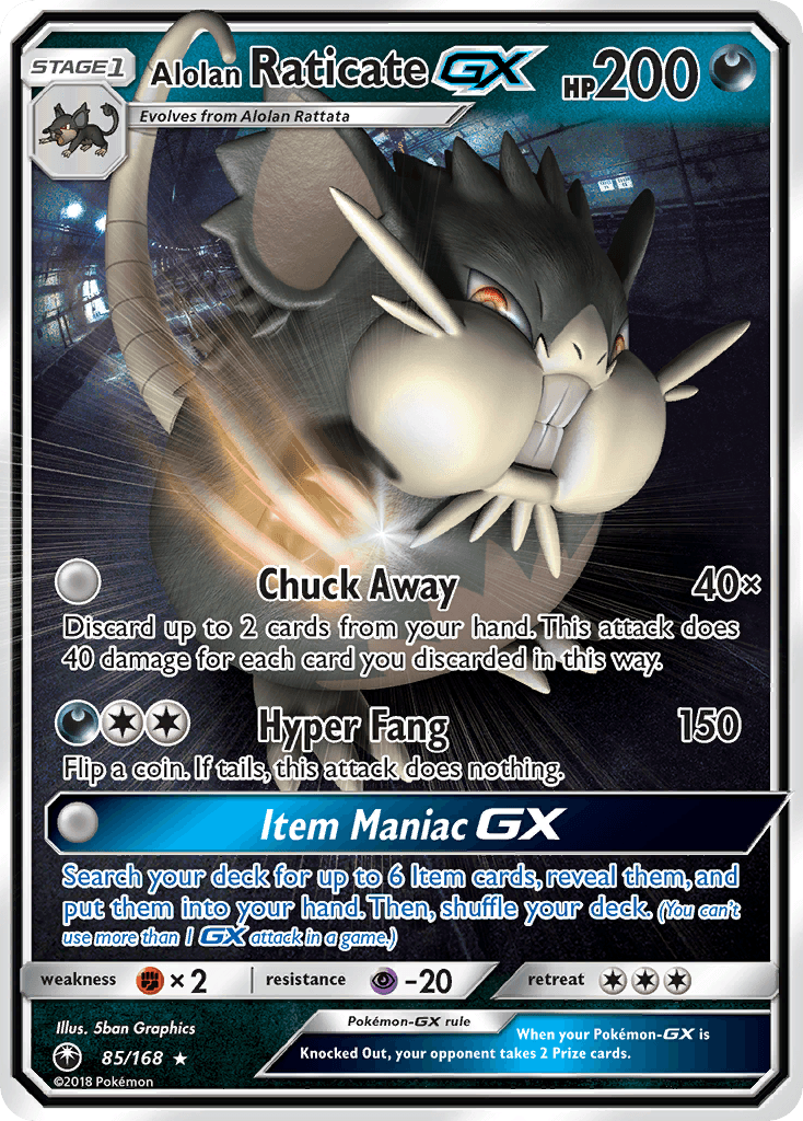 Alolan Raticate GX, carta 85 de Celestial Storm