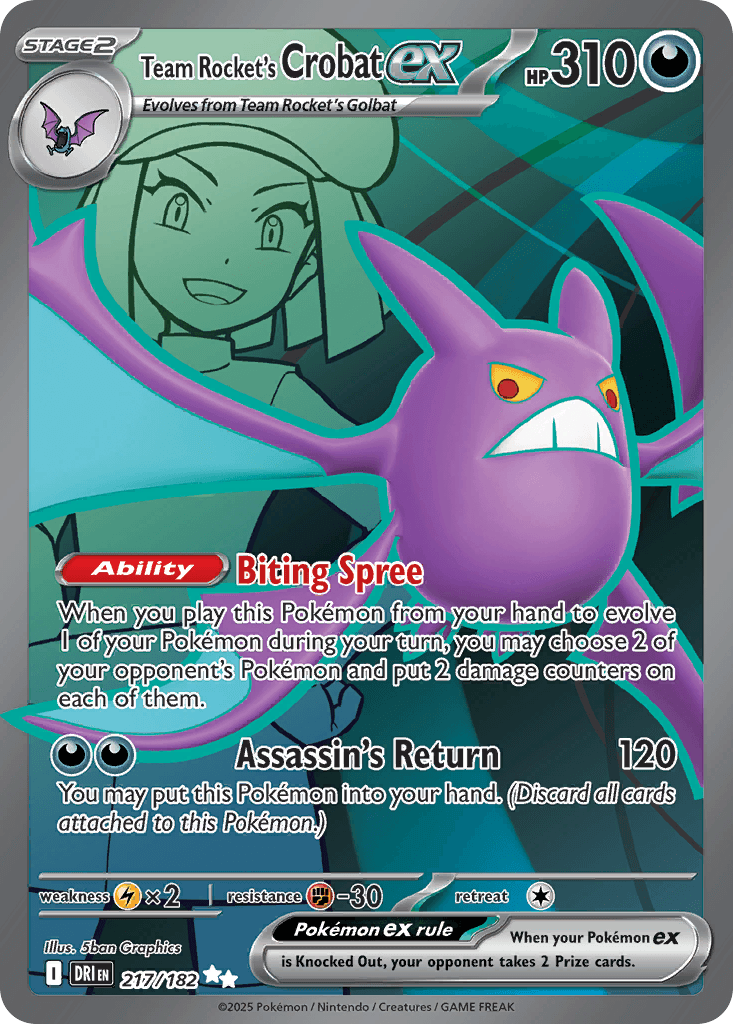 Team Rocket's Crobat ex, carta 217 de Destined Rivals