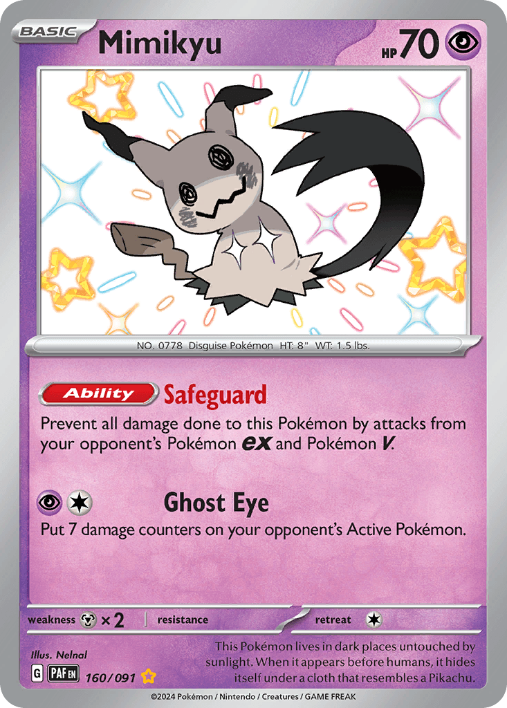 Mimikyu, carta 160 de Paldean Fates