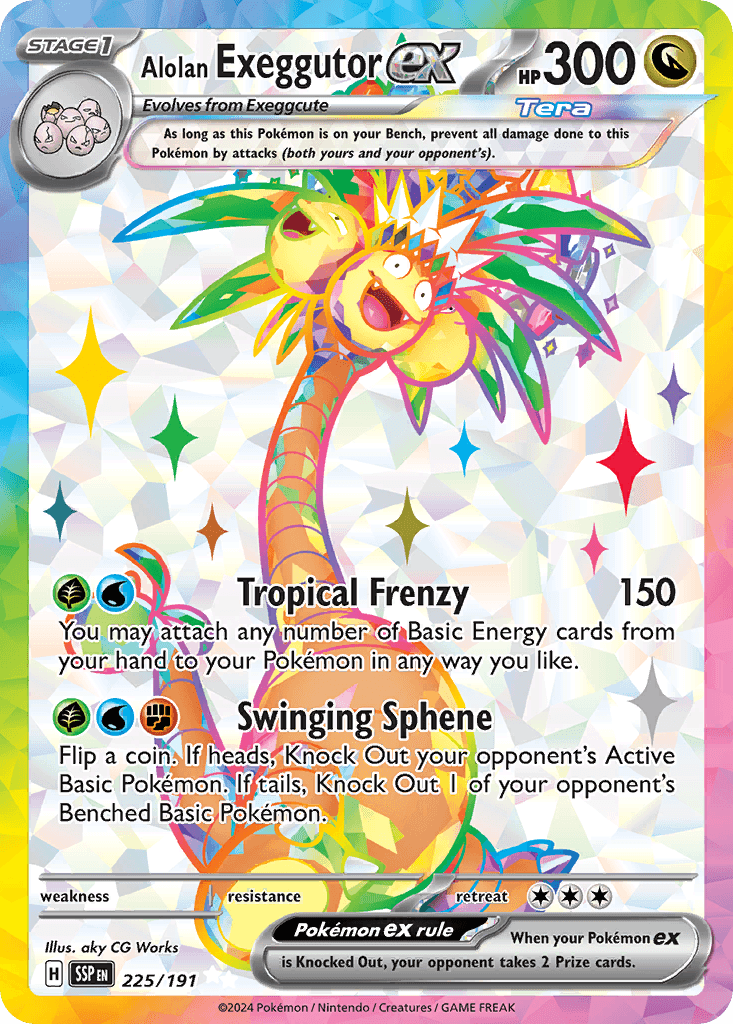 Alolan Exeggutor ex, carta 225 de Surging Sparks