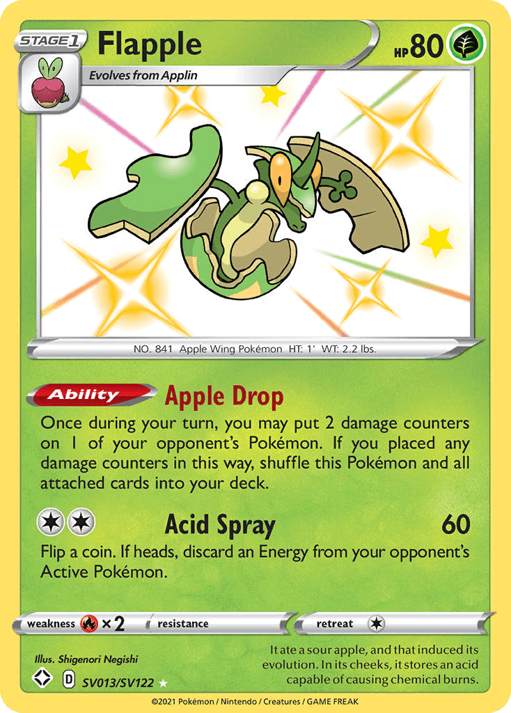 Flapple, carta SV013 de Shining Fates Shiny Vault