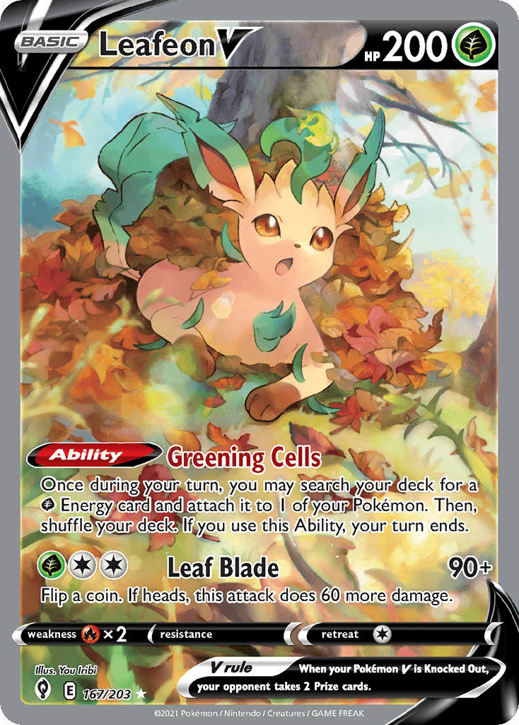 Leafeon V, carta 167 de Evolving Skies